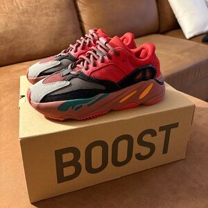 Adidas YEEZY Red and Gray 700 BOOST sneakers